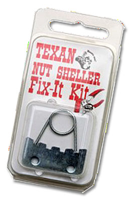 Item #0002 – When the Texan Nut Sheller needs a new set of blades, don’t throw it away just get the replacement kit. Comes with a set of two blades and a spring. Case Qty: 12